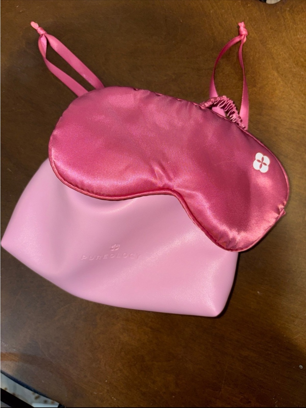Pureology Pink Cosmetic Pouch with Satin Dark Pink Eye Mask - Picture 1 of 1